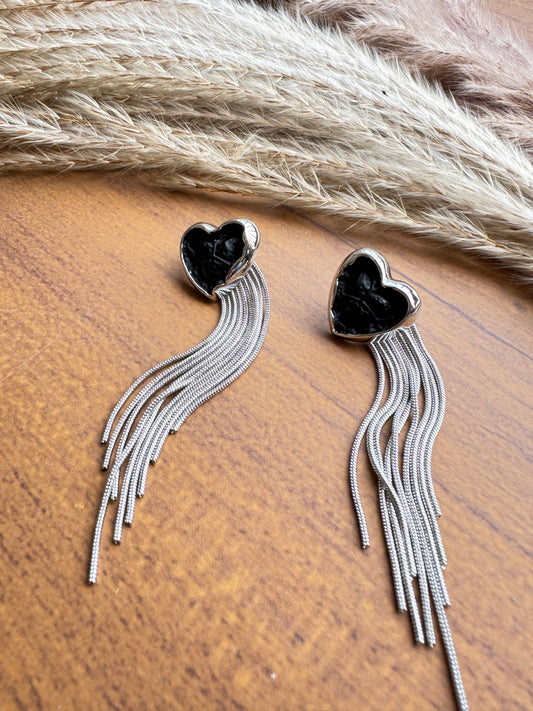 Black heart earrings