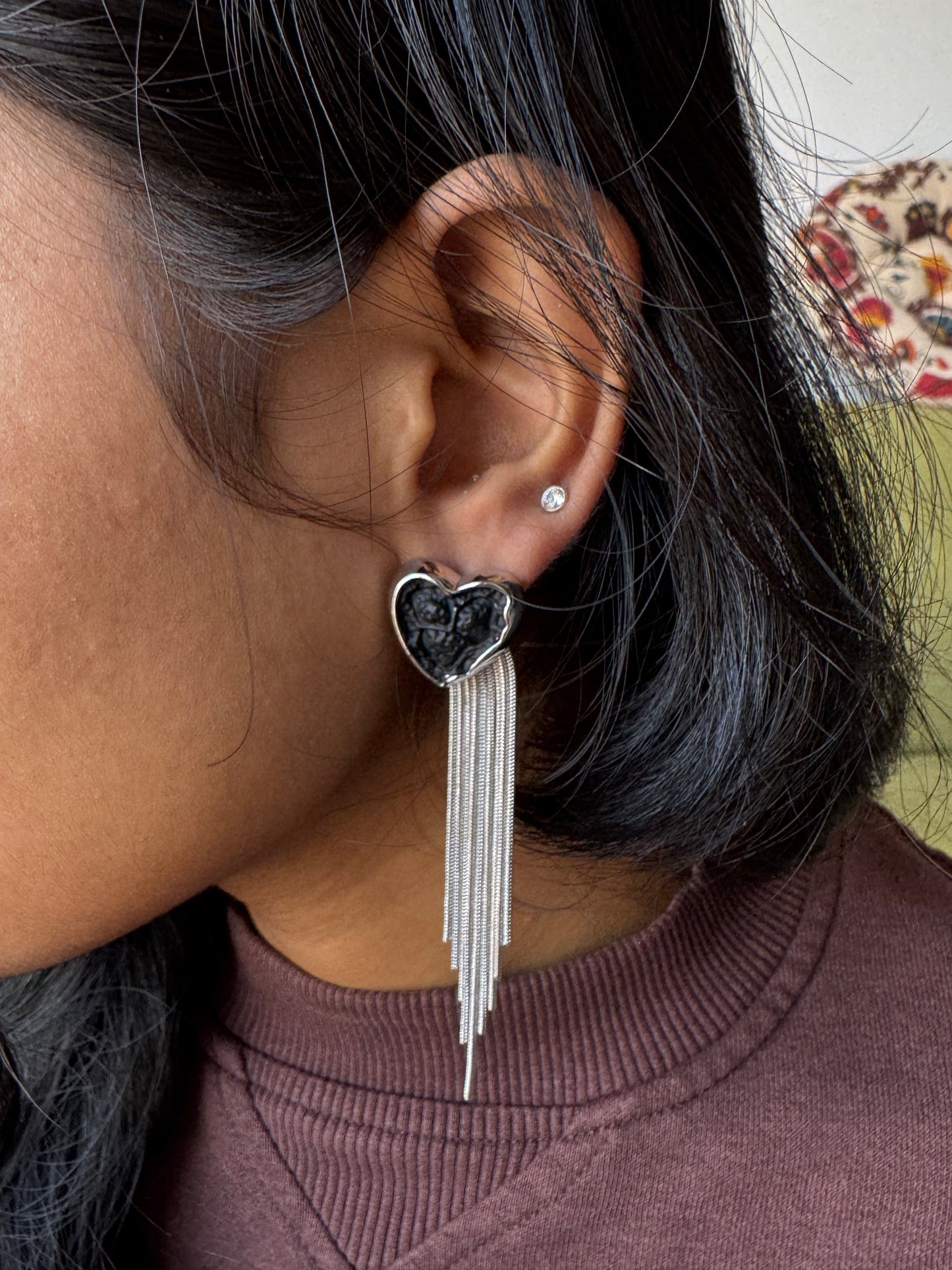 Black heart earrings
